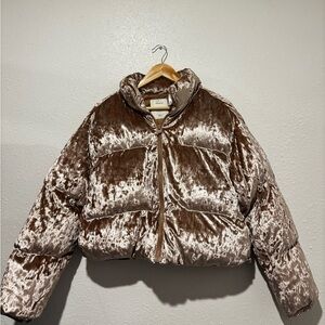 #015 Fabletics Shiny Brown Puffer Jacket